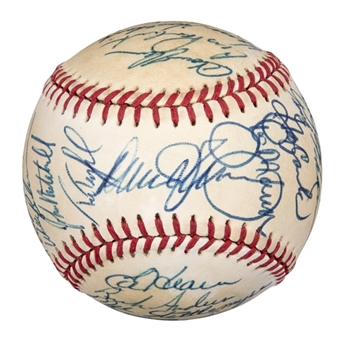 1986 New York Mets World Series Champion Team Signed ONL Feeney Baseball With 29 Signatures Including Hernandez, Knight & Johnson(Beckett)
